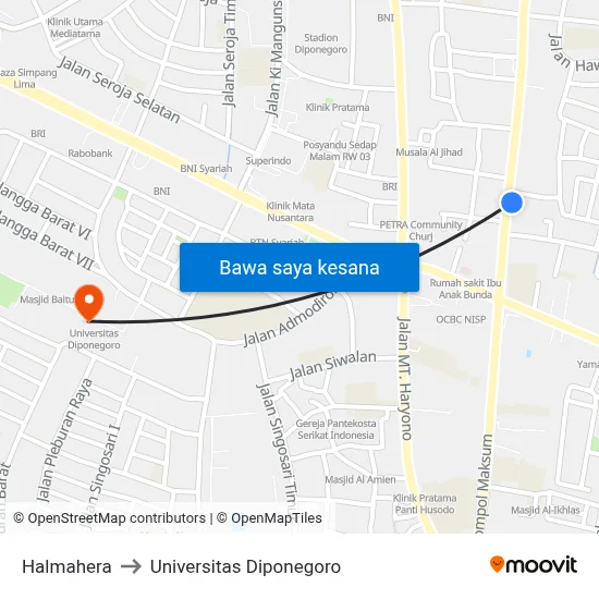 Halmahera to Universitas Diponegoro map