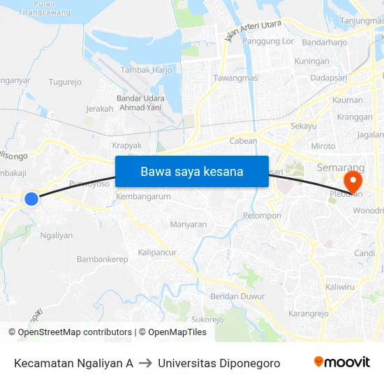 Kecamatan Ngaliyan A to Universitas Diponegoro map