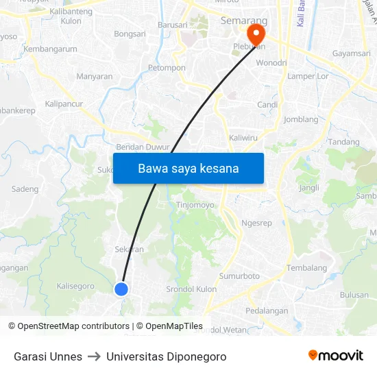 Garasi Unnes to Universitas Diponegoro map