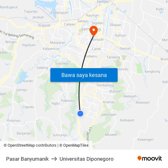 Pasar Banyumanik to Universitas Diponegoro map