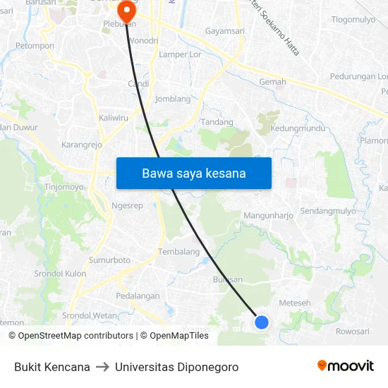Bukit Kencana to Universitas Diponegoro map