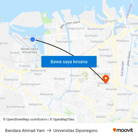 Bandara Ahmad Yani to Universitas Diponegoro map