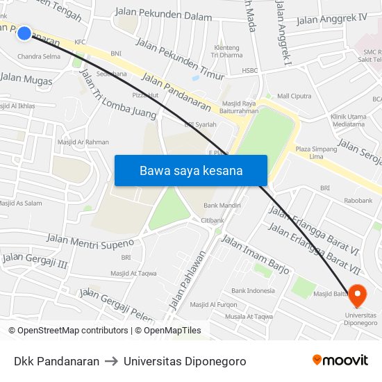 Dkk Pandanaran to Universitas Diponegoro map