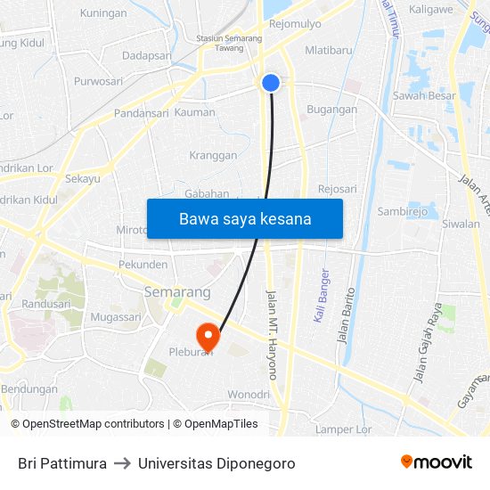 Bri Pattimura to Universitas Diponegoro map