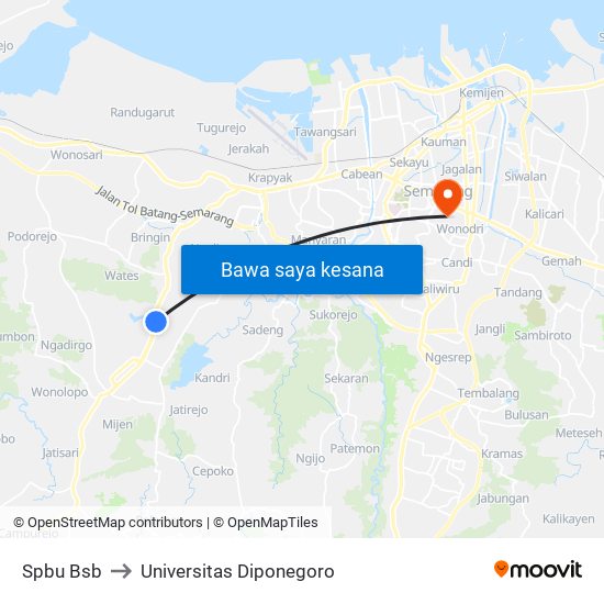 Spbu Bsb to Universitas Diponegoro map