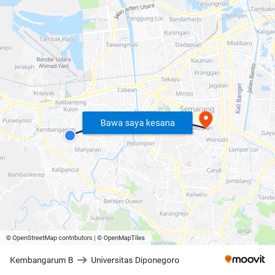 Kembangarum B to Universitas Diponegoro map