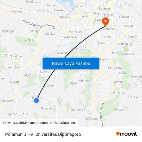 Polaman B to Universitas Diponegoro map