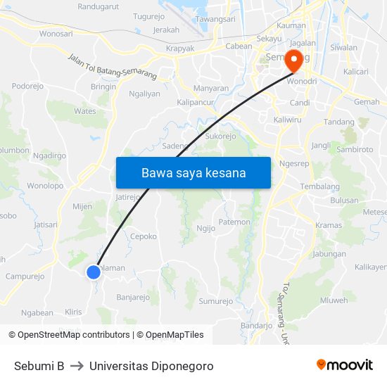 Sebumi B to Universitas Diponegoro map