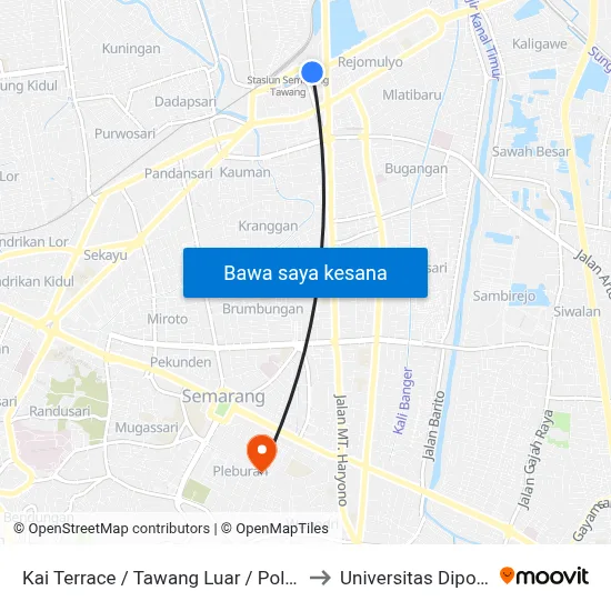 Kai Terrace / Tawang Luar / Polder Tawang to Universitas Diponegoro map