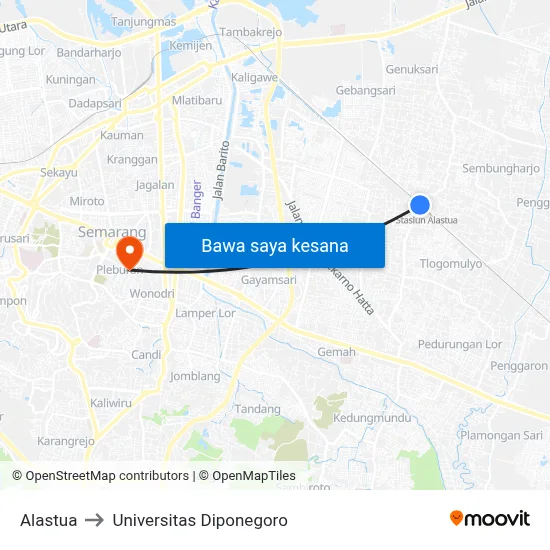 Alastua to Universitas Diponegoro map