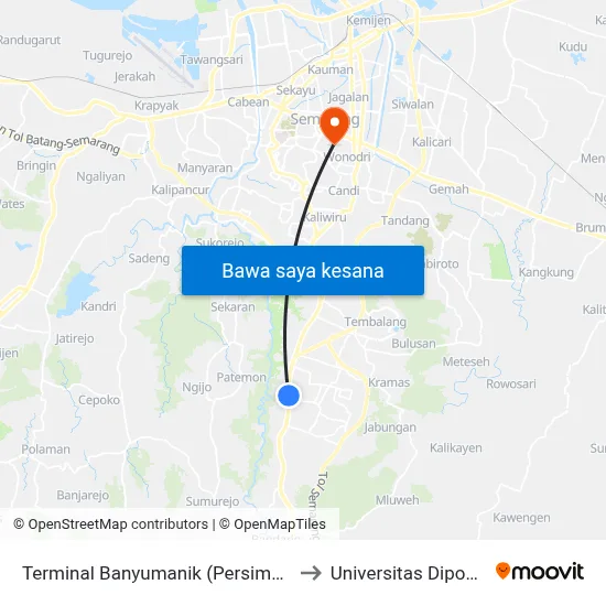 Terminal Banyumanik (Persimpangan) 2 to Universitas Diponegoro map