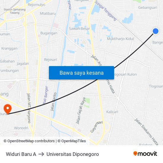 Widuri Baru A to Universitas Diponegoro map