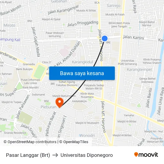 Pasar Langgar (Brt) to Universitas Diponegoro map