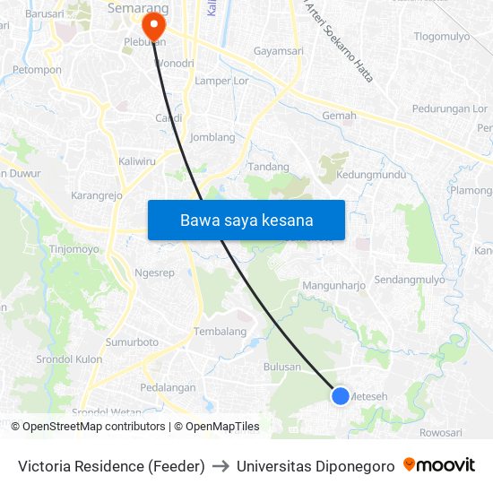 Victoria Residence (Feeder) to Universitas Diponegoro map