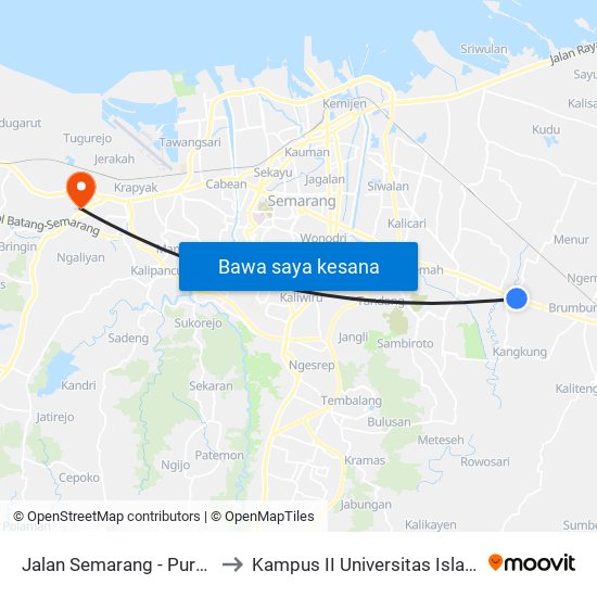 Jalan Semarang - Purwodadi 707 - 709 to Kampus II Universitas Islam Negeri Walisongo map