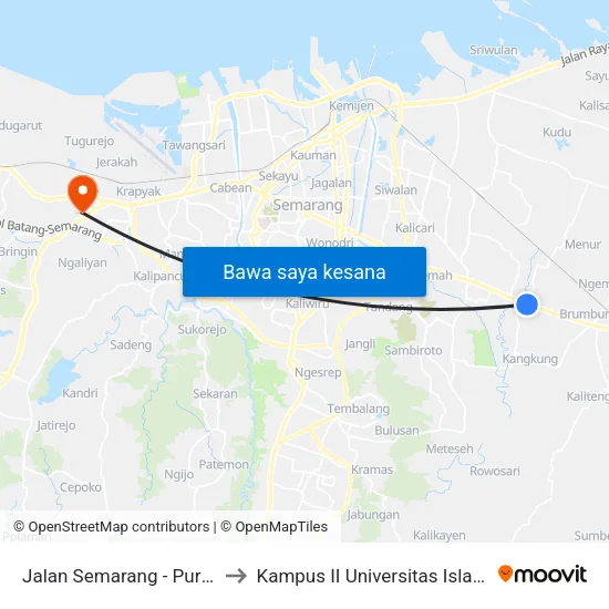Jalan Semarang - Purwodadi 707 - 709 to Kampus II Universitas Islam Negeri Walisongo map