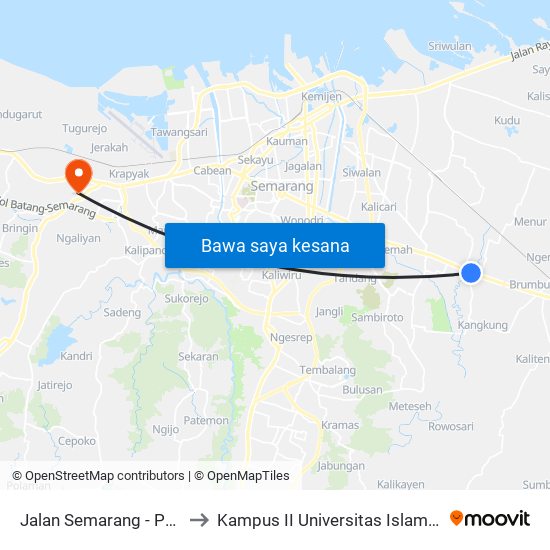 Jalan Semarang - Purwodadi 697 to Kampus II Universitas Islam Negeri Walisongo map