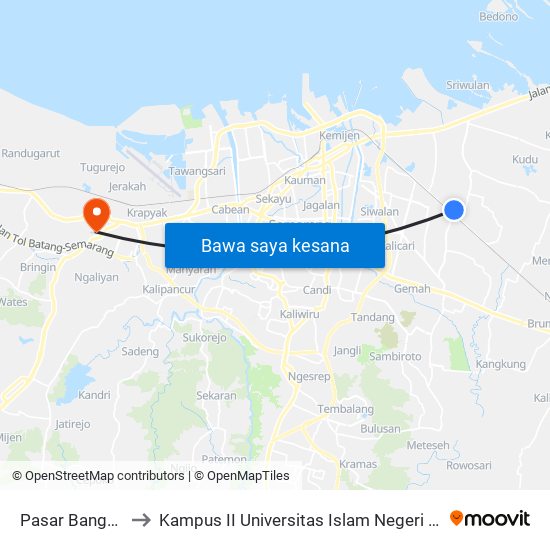 Pasar Bangetayu to Kampus II Universitas Islam Negeri Walisongo map