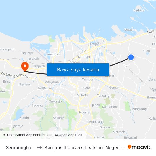 Sembungharjo A to Kampus II Universitas Islam Negeri Walisongo map