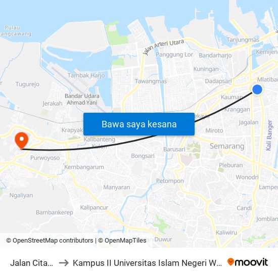 Jalan Citarum to Kampus II Universitas Islam Negeri Walisongo map