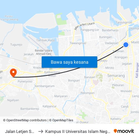 Jalan Letjen Suprapto to Kampus II Universitas Islam Negeri Walisongo map