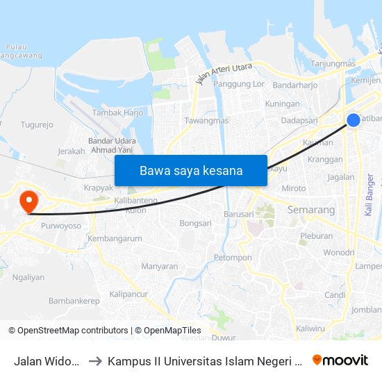 Jalan Widoharjo to Kampus II Universitas Islam Negeri Walisongo map