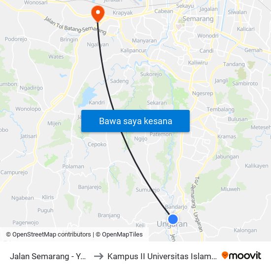 Jalan Semarang - Yogyakarta 676 to Kampus II Universitas Islam Negeri Walisongo map