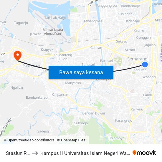 Stasiun Rri 1 to Kampus II Universitas Islam Negeri Walisongo map