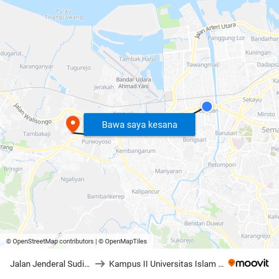 Jalan Jenderal Sudirman Amarta to Kampus II Universitas Islam Negeri Walisongo map