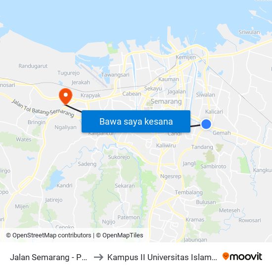 Jalan Semarang - Purwodadi 201 to Kampus II Universitas Islam Negeri Walisongo map