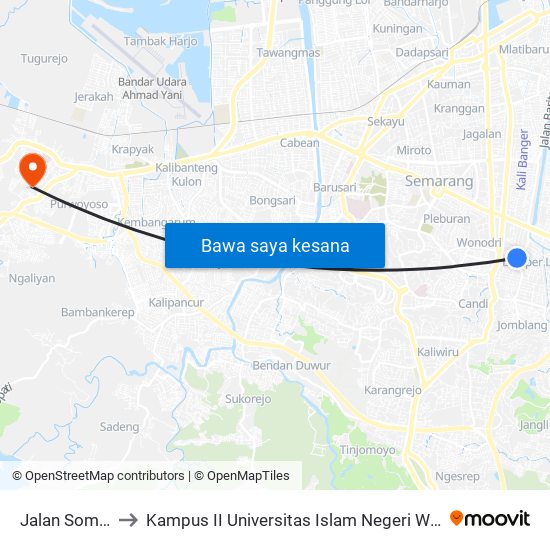 Jalan Sompok to Kampus II Universitas Islam Negeri Walisongo map