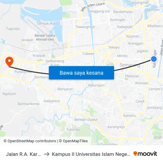 Jalan R.A. Kartini, 52 to Kampus II Universitas Islam Negeri Walisongo map