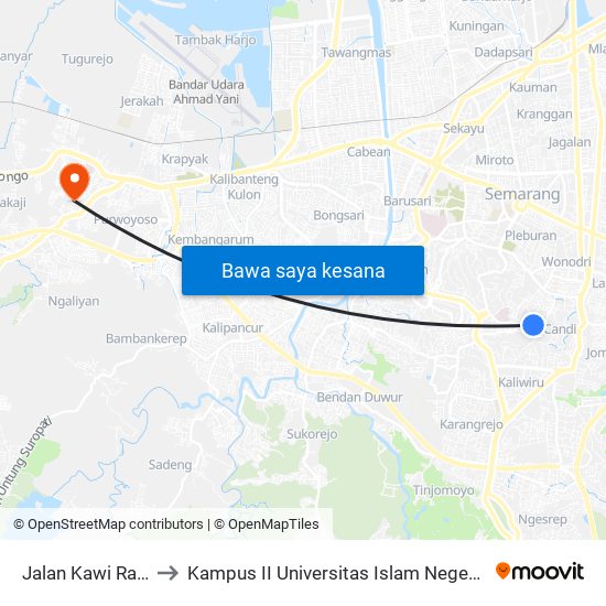 Jalan Kawi Raya, 38 to Kampus II Universitas Islam Negeri Walisongo map