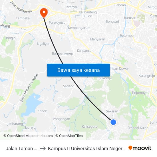 Jalan Taman Siswa to Kampus II Universitas Islam Negeri Walisongo map