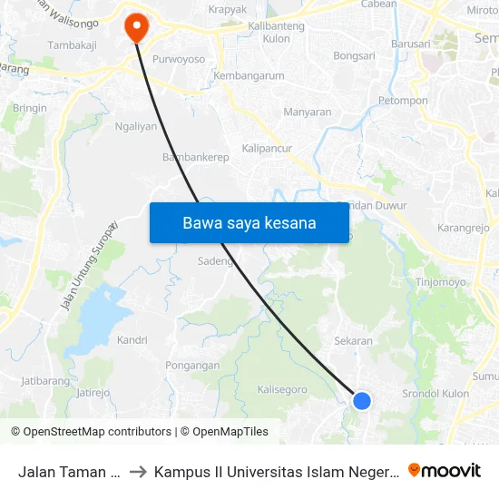 Jalan Taman Siswa to Kampus II Universitas Islam Negeri Walisongo map