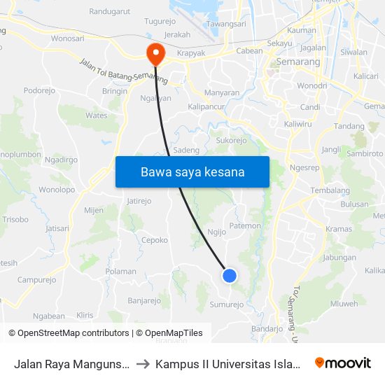 Jalan Raya Mangunsari Gunungpati to Kampus II Universitas Islam Negeri Walisongo map