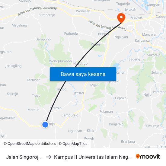 Jalan Singorojo - Boja to Kampus II Universitas Islam Negeri Walisongo map