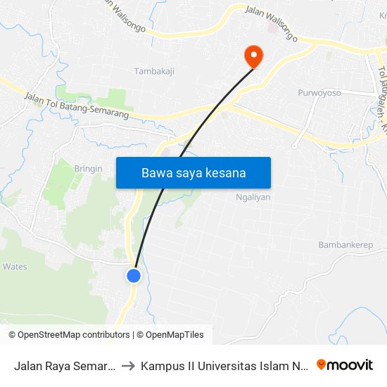 Jalan Raya Semarang - Boja to Kampus II Universitas Islam Negeri Walisongo map