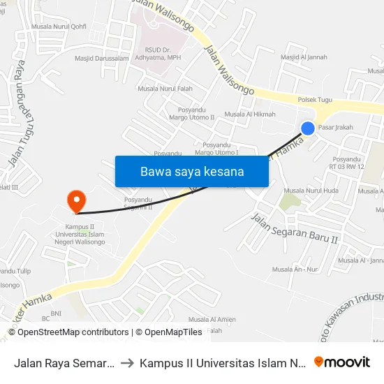 Jalan Raya Semarang - Boja to Kampus II Universitas Islam Negeri Walisongo map