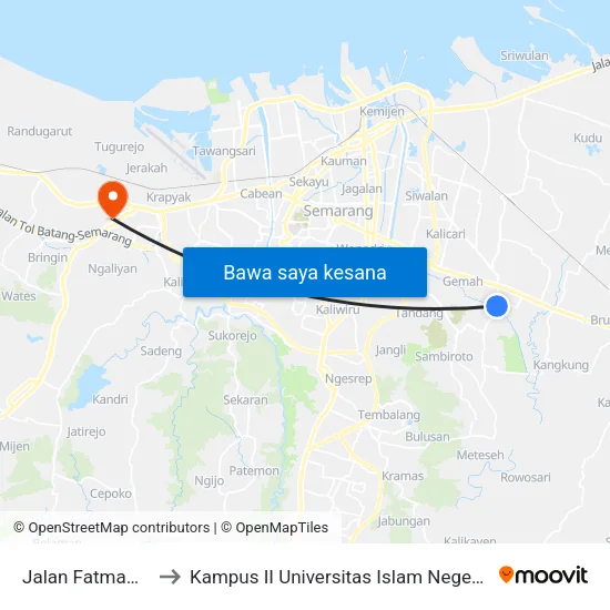Jalan Fatmawati 84 to Kampus II Universitas Islam Negeri Walisongo map