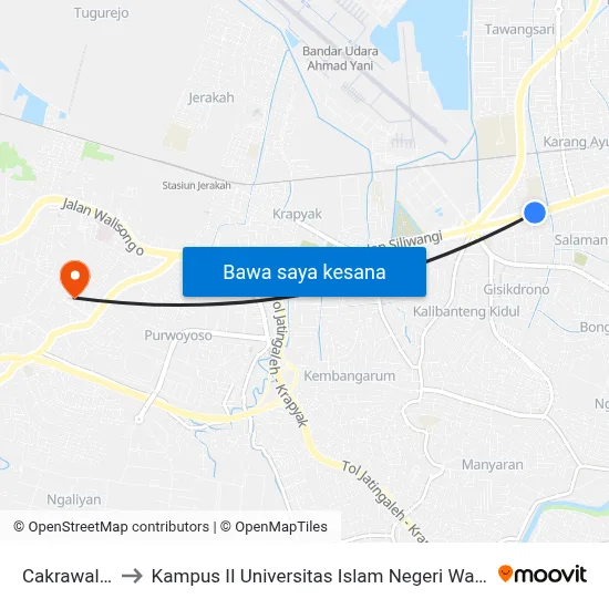 Cakrawala 1 to Kampus II Universitas Islam Negeri Walisongo map
