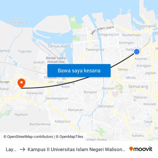 Layur to Kampus II Universitas Islam Negeri Walisongo map