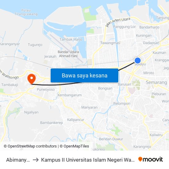 Abimanyu B to Kampus II Universitas Islam Negeri Walisongo map