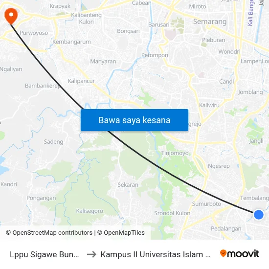 Lppu Sigawe Bundaran Undip to Kampus II Universitas Islam Negeri Walisongo map
