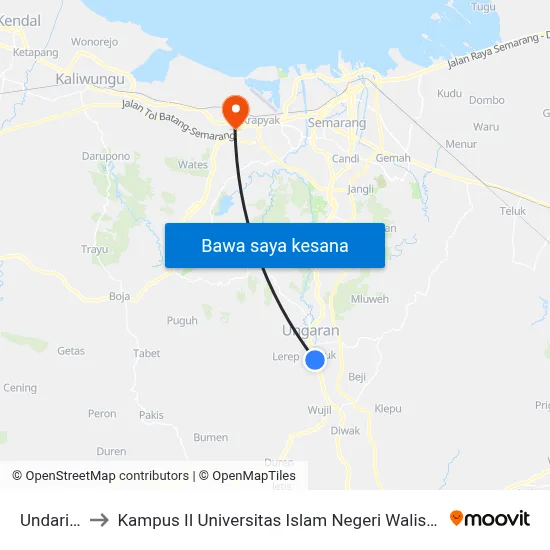Undaris I to Kampus II Universitas Islam Negeri Walisongo map