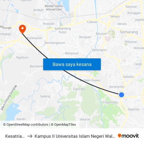 Kesatrian A to Kampus II Universitas Islam Negeri Walisongo map