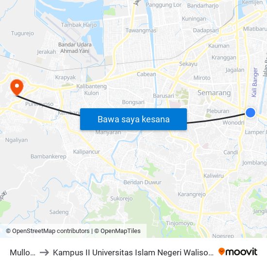 Mullo B to Kampus II Universitas Islam Negeri Walisongo map