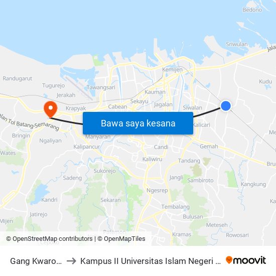 Gang Kwaron 2 B to Kampus II Universitas Islam Negeri Walisongo map