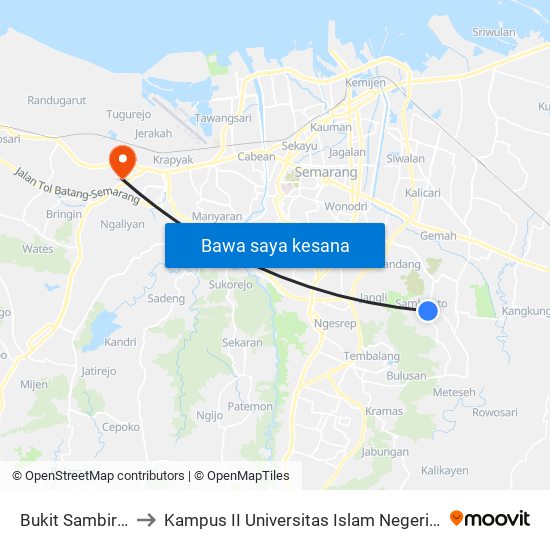 Bukit Sambiroto 2 to Kampus II Universitas Islam Negeri Walisongo map