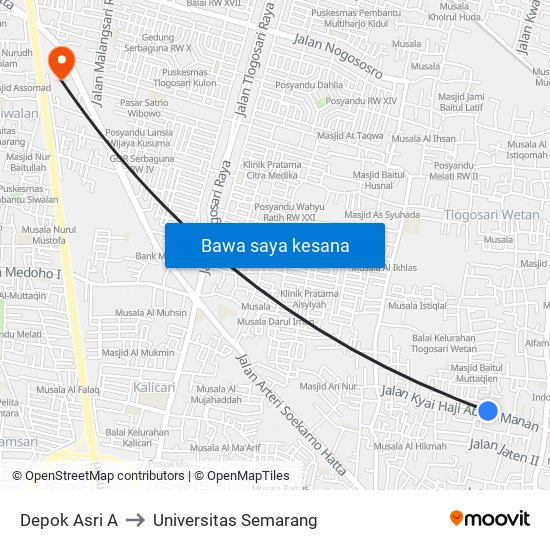 Depok Asri A to Universitas Semarang map